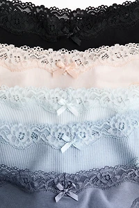 5-pack Cotton and Lace Brazilian Briefs