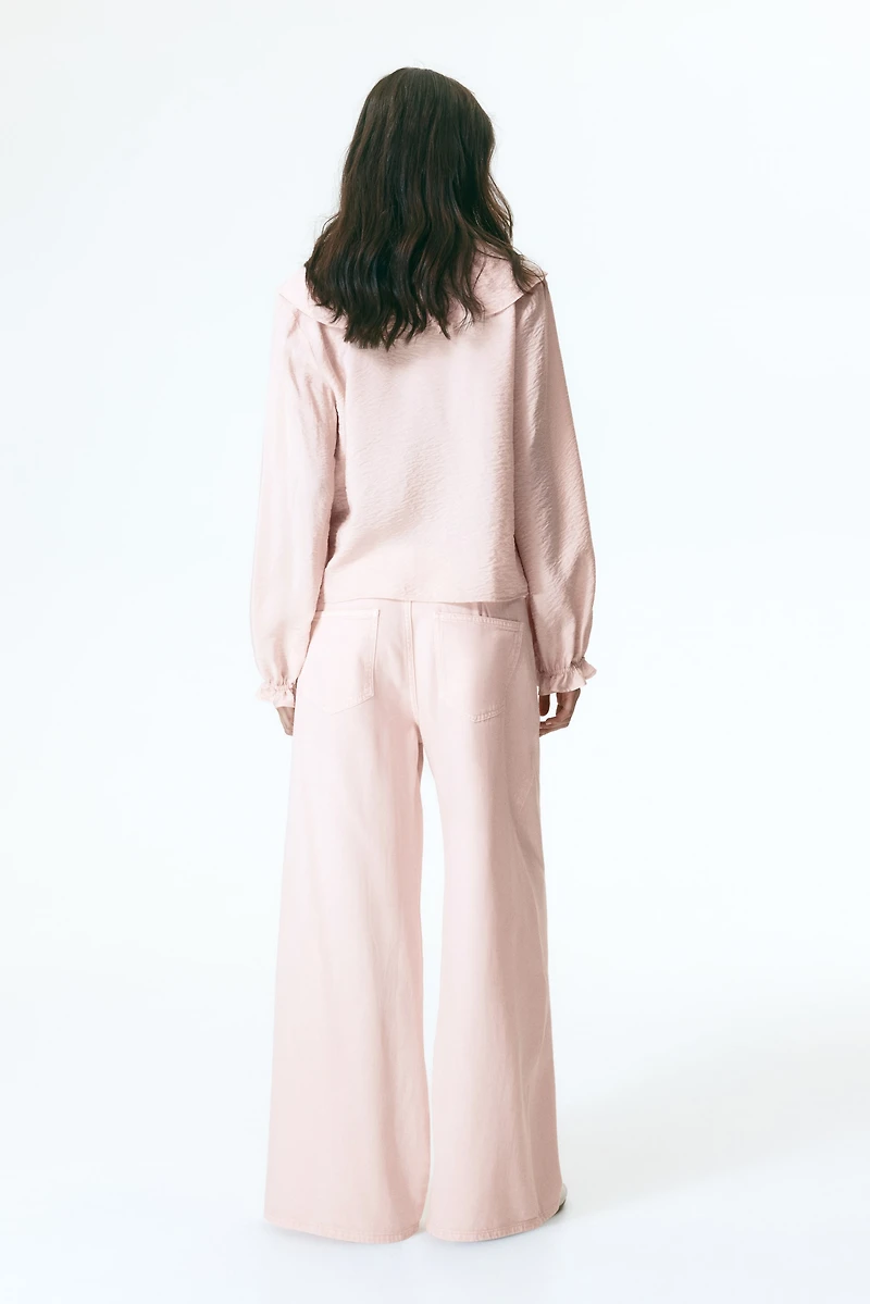 Wide-Leg Twill Pants