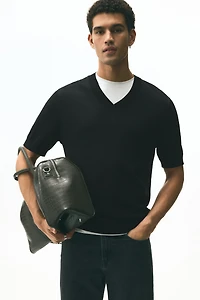 Regular-Fit Fine-Knit V-Neck T-Shirt