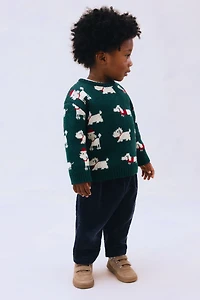 Jacquard-Knit Cotton Sweater