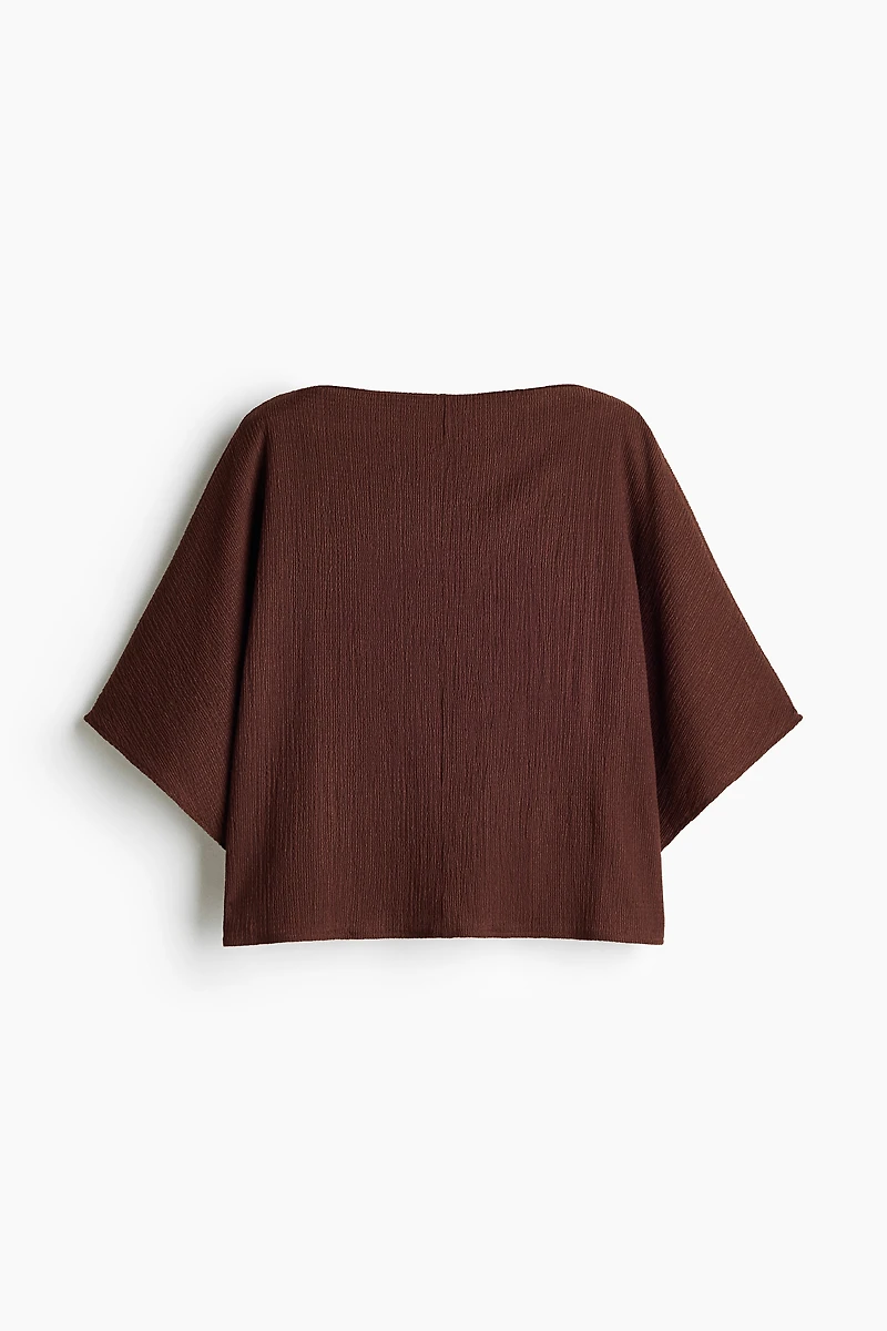 Crinkled Boat-Neck Top