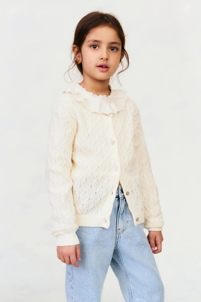 Chandail en tricot pointelle de coton