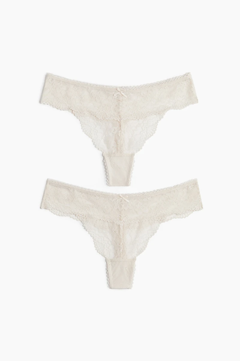Lot de 2 culottes Thong en dentelle