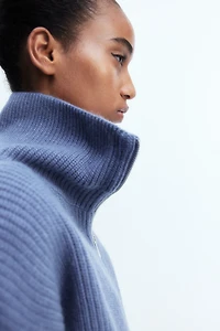 Rib-knit Half-zip Sweater