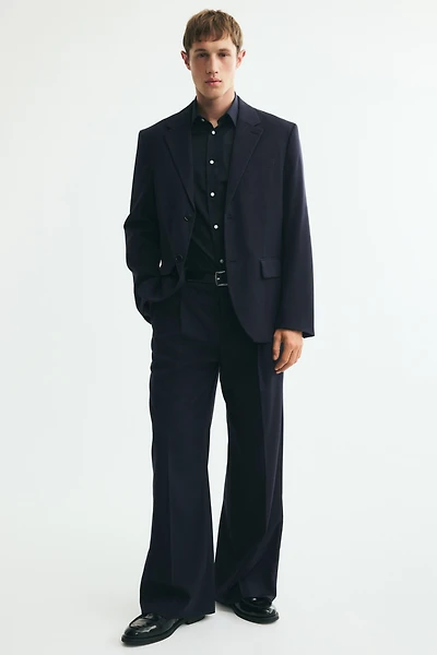 Pantalon de costume ample en laine mélangée