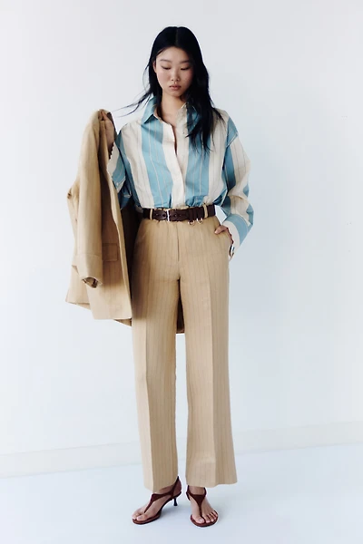 Linen-Blend Dress Pants