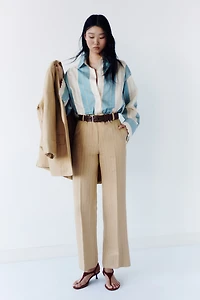 Linen-Blend Dress Pants