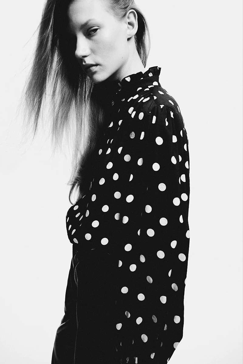 Oversized Ruffle-Trimmed Blouse