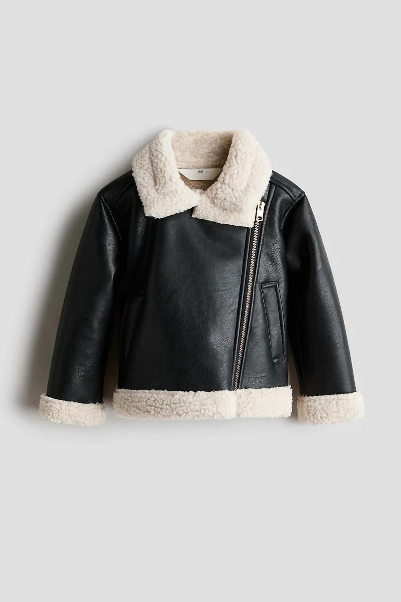 Teddy-Fleece-Lined Aviator Jacket