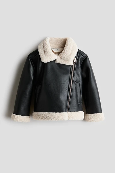 Teddy-Fleece-Lined Aviator Jacket