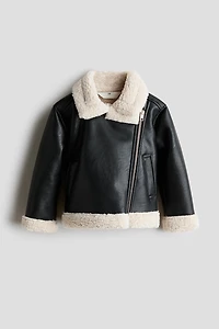 Teddy-Fleece-Lined Aviator Jacket