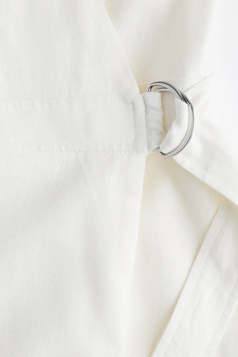 Linen-Blend Wrap Dress