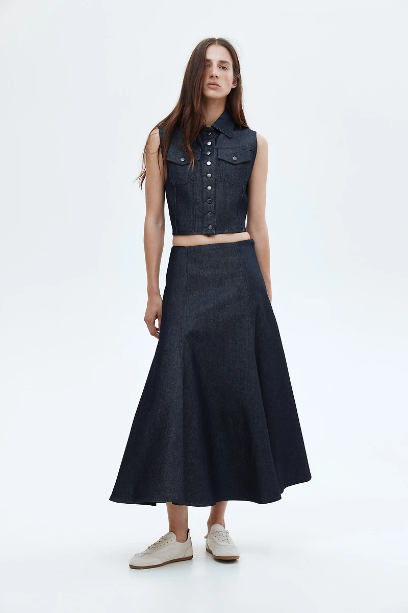 Flared Denim Skirt