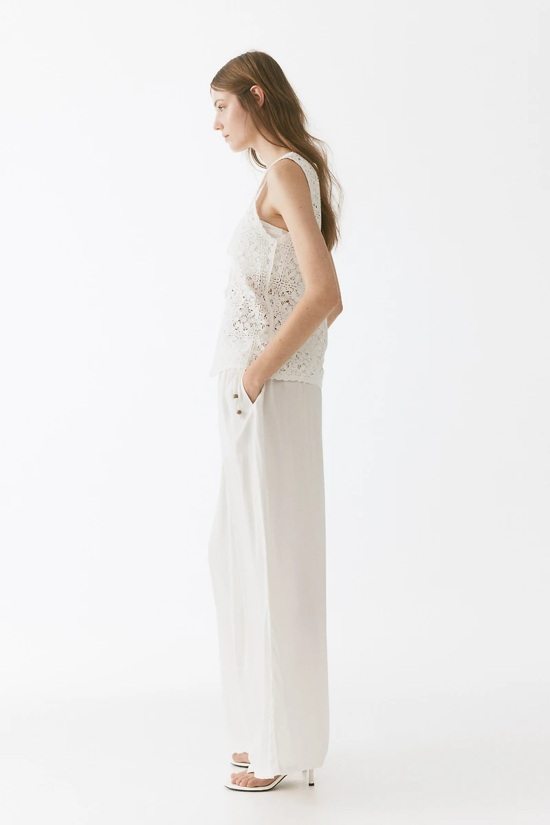 Wide-Leg Drawstring Pants