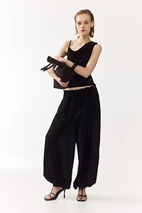Balloon-Leg Pants with Drawstring