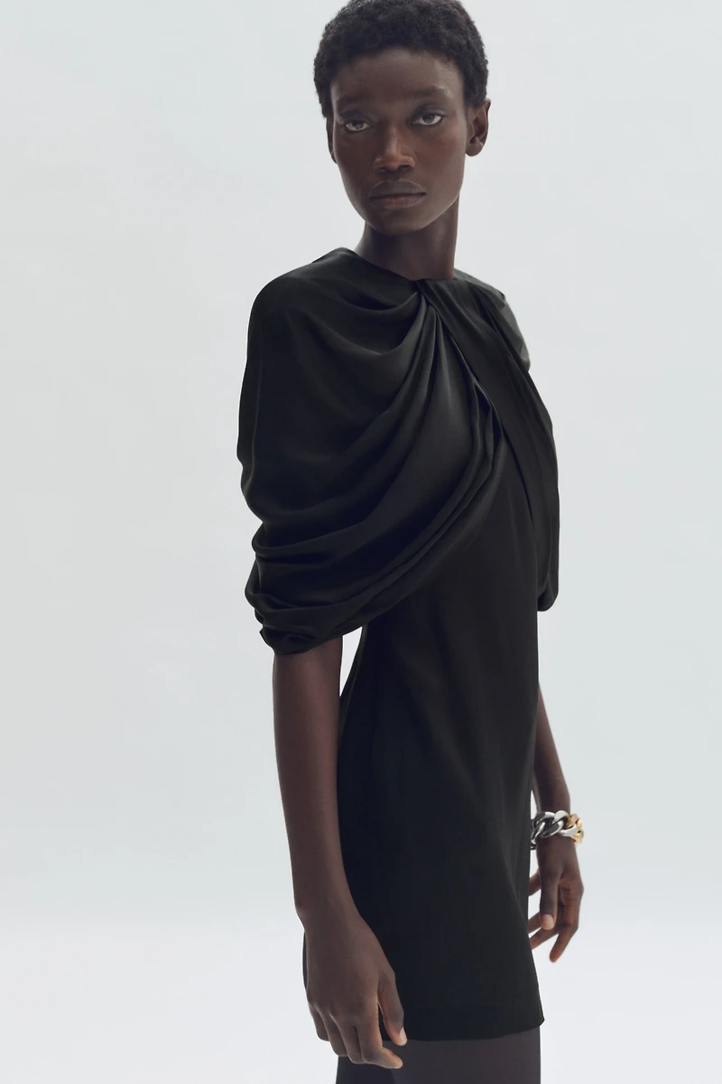 Draped Satin Mini Dress