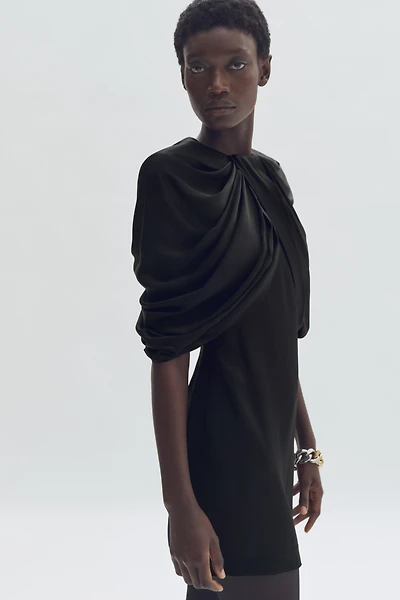 Draped Satin Mini Dress