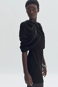 Draped Satin Mini Dress
