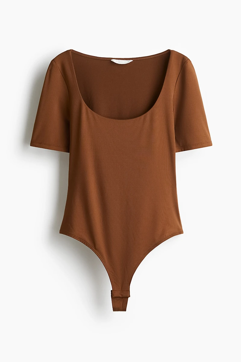 Scoop-Neck Thong Bodysuit