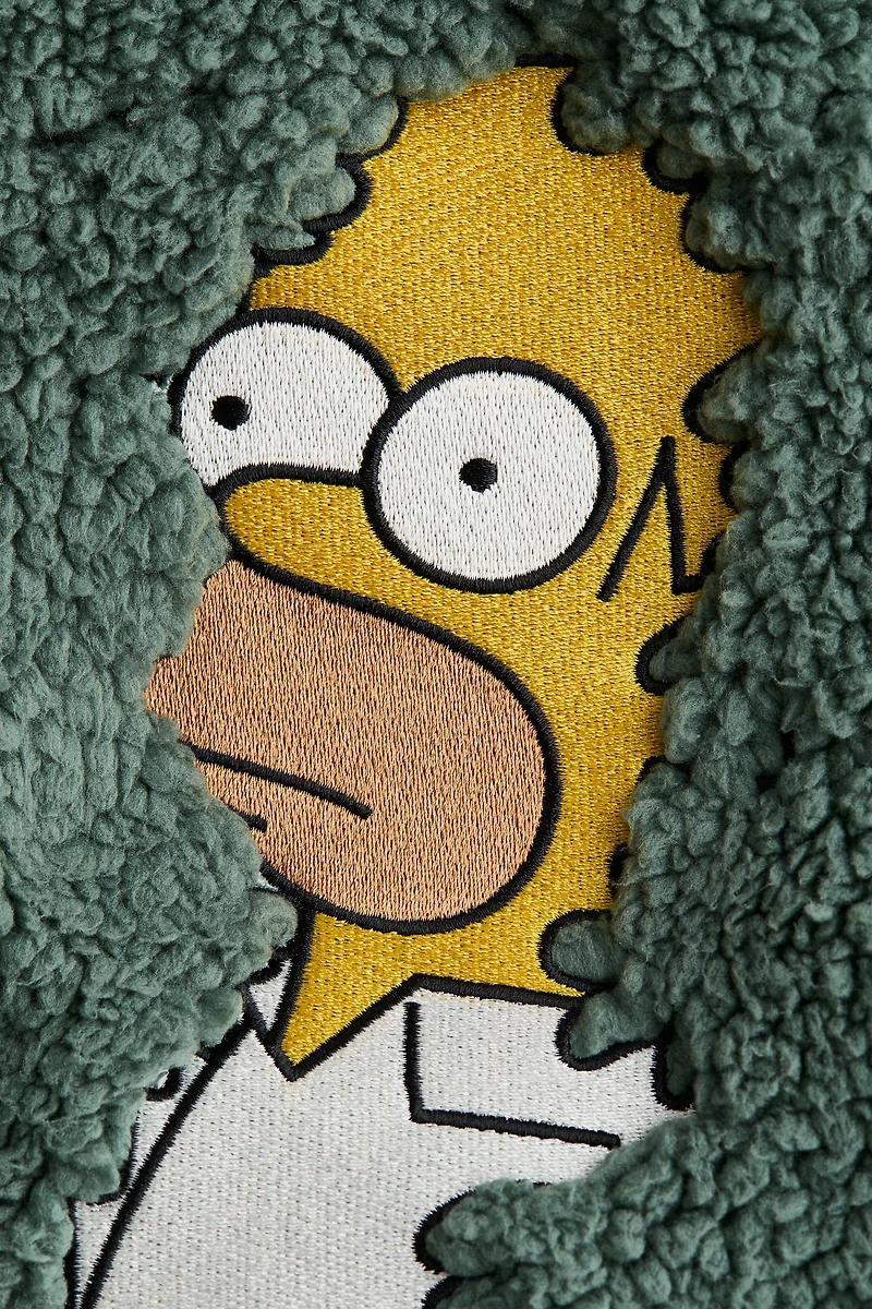 Embroidered-Detail Teddy Fleece Hoodie