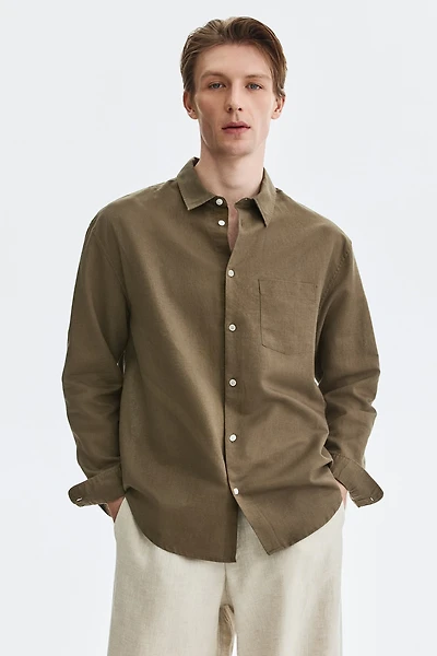 Relaxed-Fit Linen-Blend Shirt