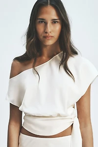 One-Shoulder Satin Blouse