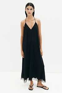 Lace-Trimmed Slip Dress