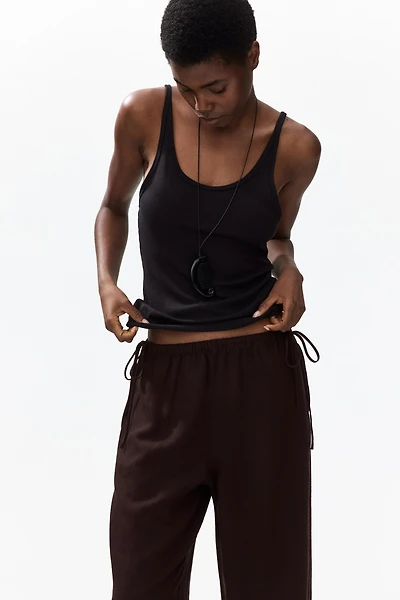 Linen-Blend Drawstring Pants