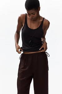 Linen-Blend Drawstring Pants