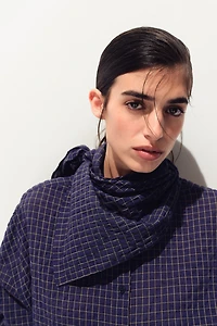 Seersucker Shirt with Scarf