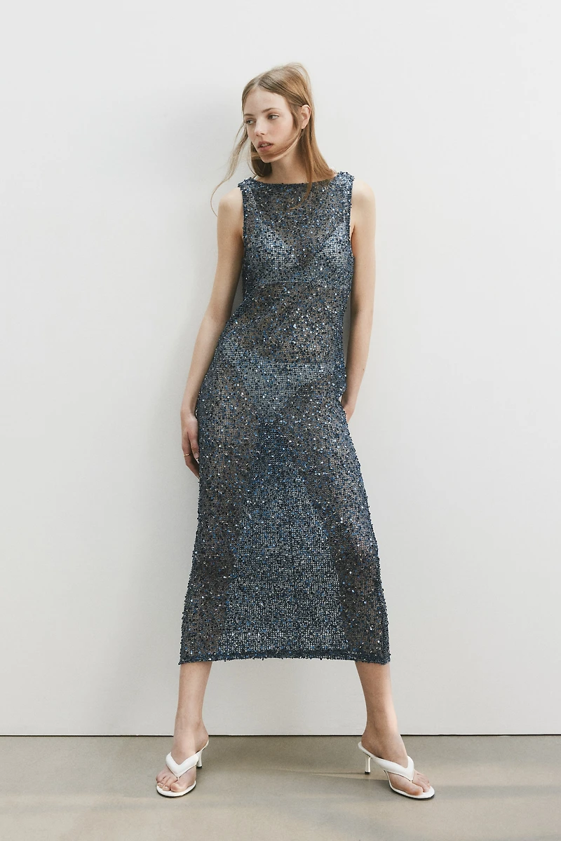 Sequined Mesh Dress