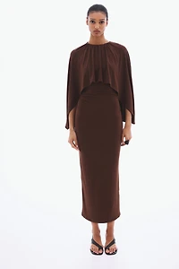 Draped Cape-Detail Dress