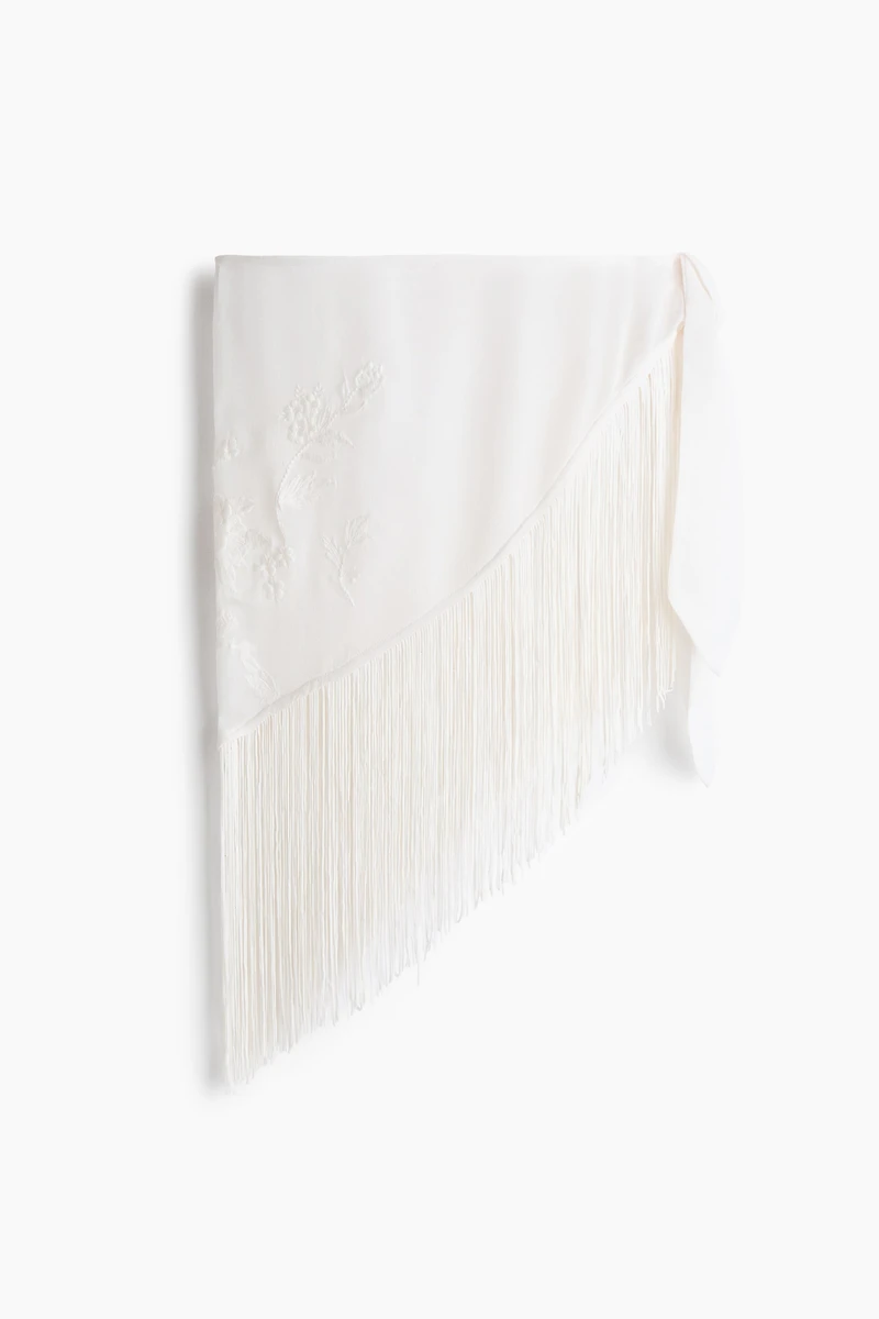 Hip Scarf with Embroidery and Fringe