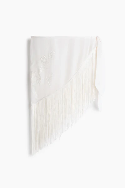 Hip Scarf with Embroidery and Fringe