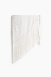 Hip Scarf with Embroidery and Fringe