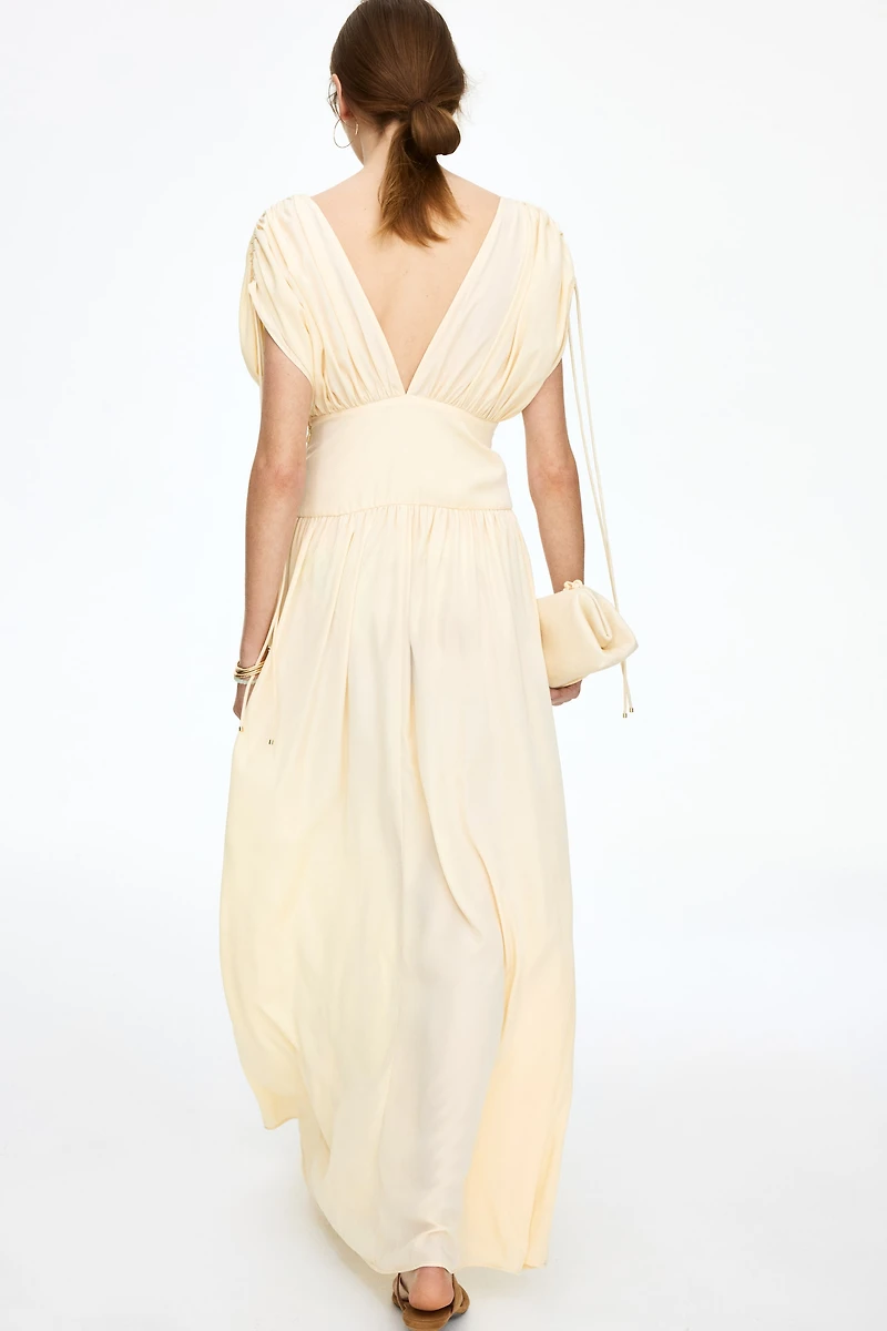 Draped Drawstring-Detail Dress