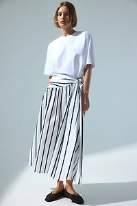 Tie-Detail Poplin Skirt