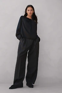 Blouse en satin avec détail plissé