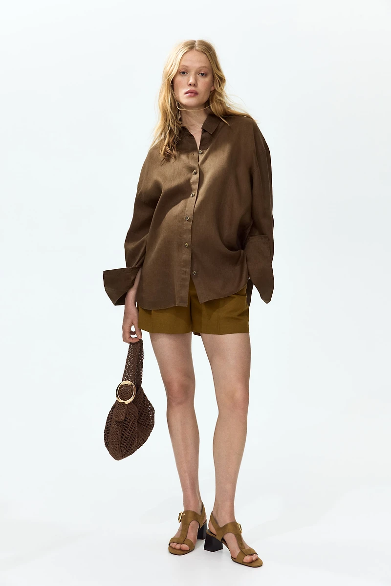 MAMA Linen-Blend Shorts