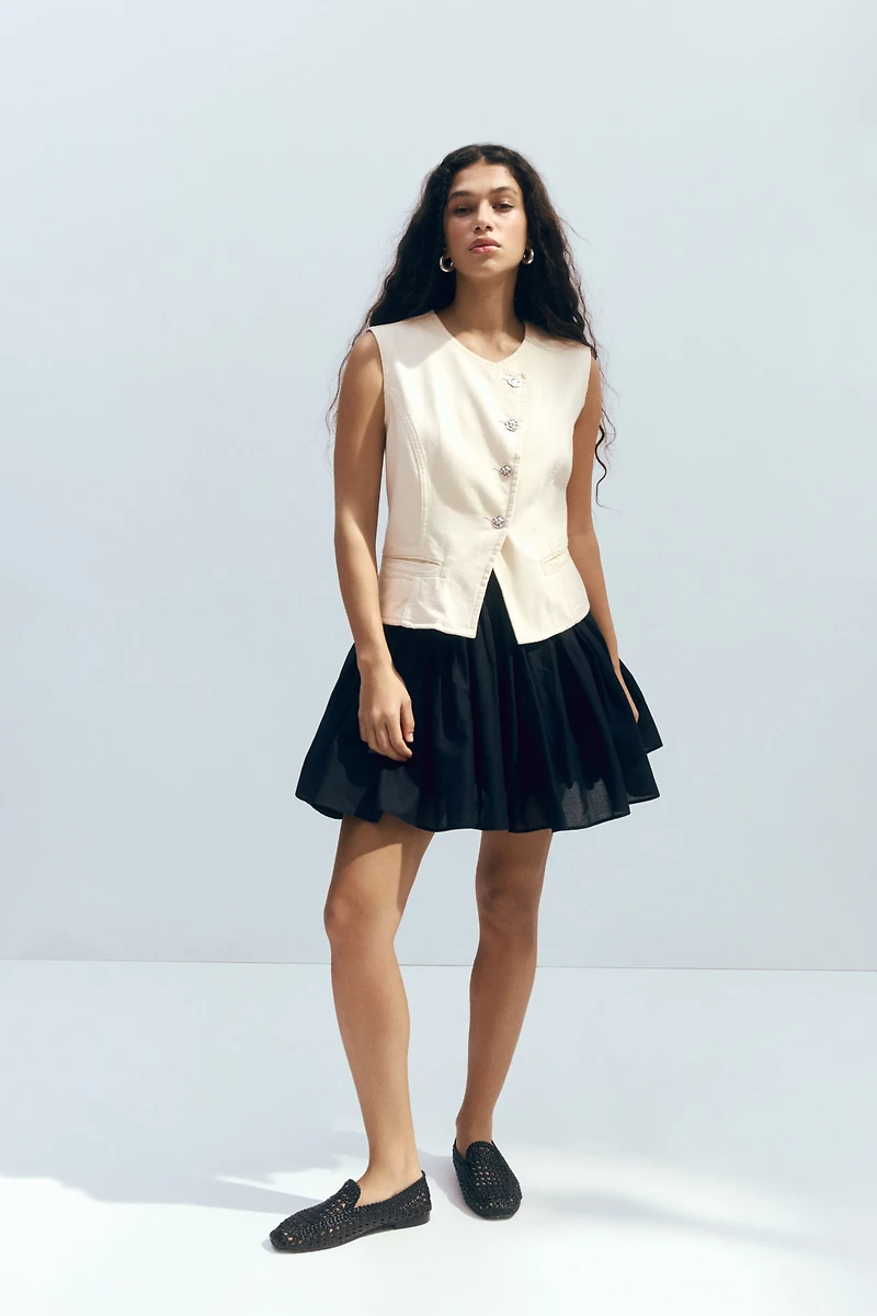 Twill Vest with Hammered Buttons