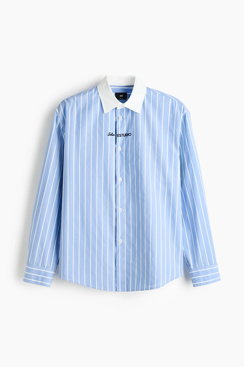 Relaxed-Fit Embroidered-Motif Cotton Shirt