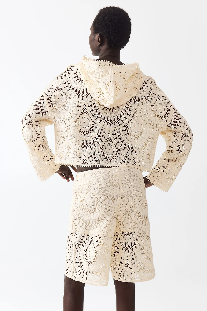 Crochet-Look Bermuda Shorts