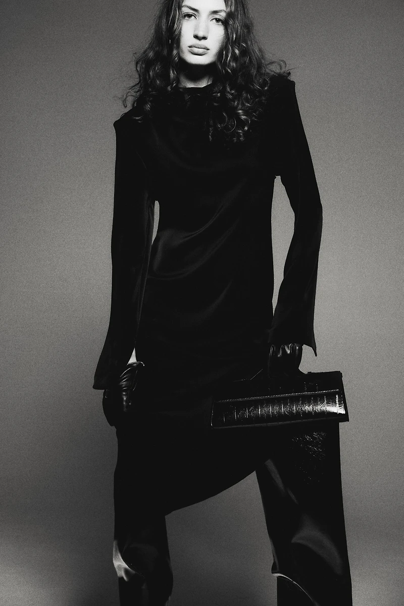 Cowl-Neck Satin Dress