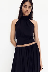 Scarf-Collar Crêpe Top