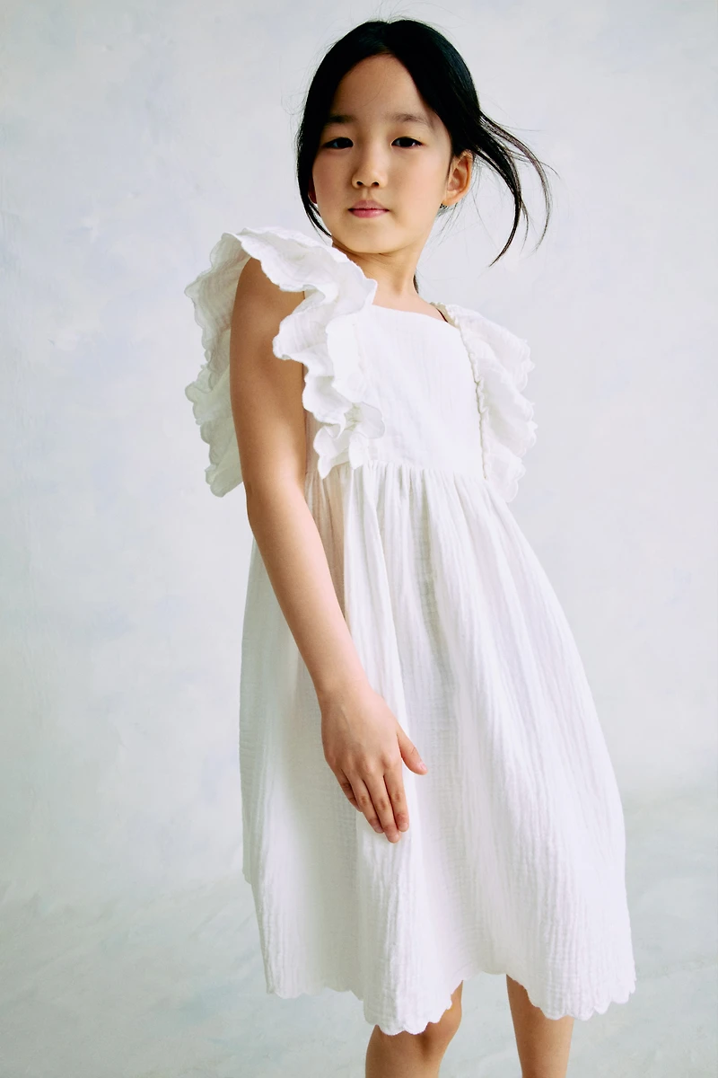 Scalloped-Trim Dress