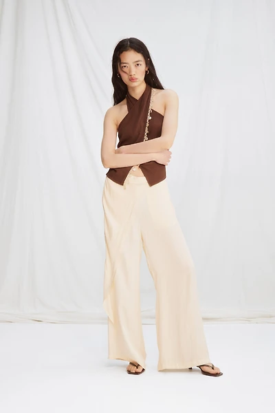 Wrap-Detail Satin Pants