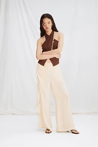 Wrap-Detail Satin Pants