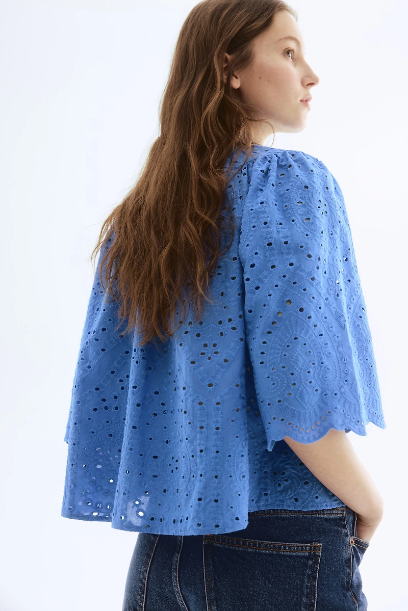 Blouse with Eyelet Embroidery