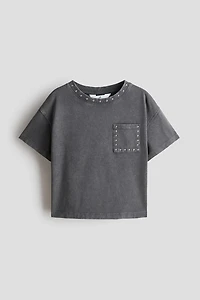 Washed-Look Studded Top