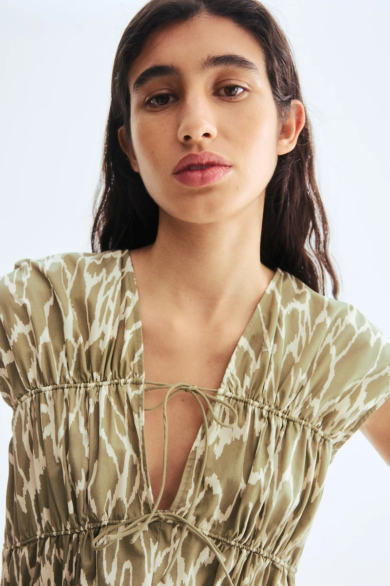 Drawstring-Detail Poplin Dress